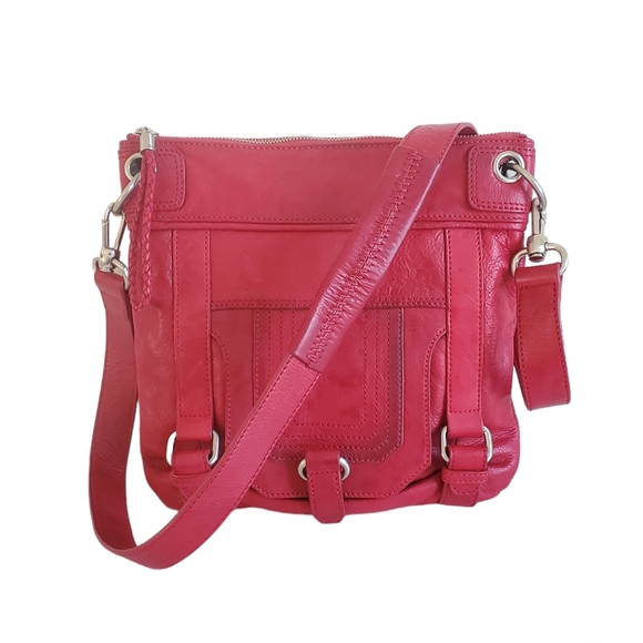 The Sak Handbags - the SAK Soft RED Leather Crossbody Shoulder Bag Purse Messenger